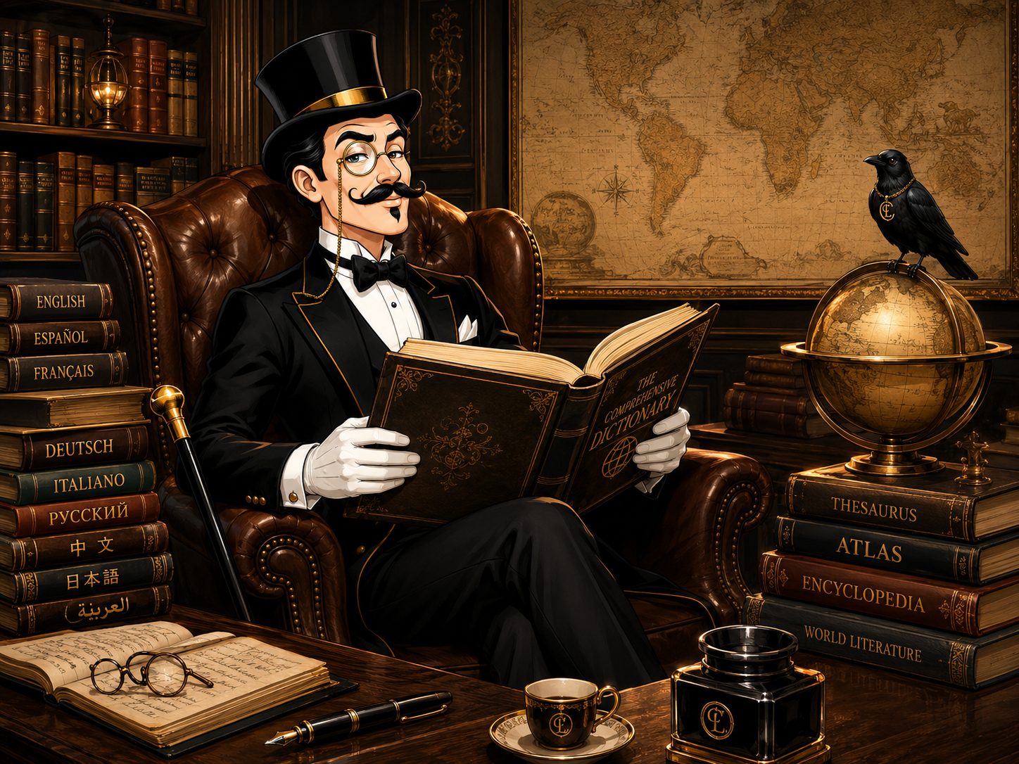The Cunning Linguist in his private library